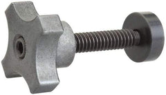 Made in USA - 3/8-16 Lobed Shoulder Swivel Pad Tip Steel Thumb Screw - 3-3/4" OAL, 2" Head Diam x 1-1/8" Head Height, Black Oxide Finish - Apex Tool & Supply