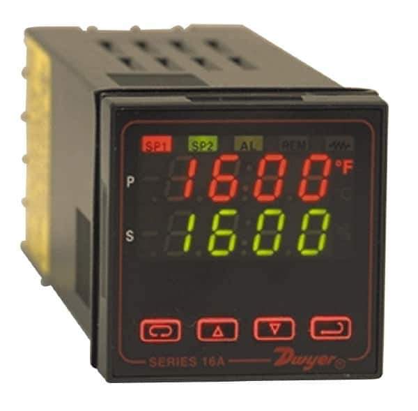 Dwyer - -350 to 4,208°F 1/16 DIN Temperature/Process Control - Dual 4-Digit LCD Display, Fuzzy Logic PID Control, 100-240 VAC/VDC - Apex Tool & Supply
