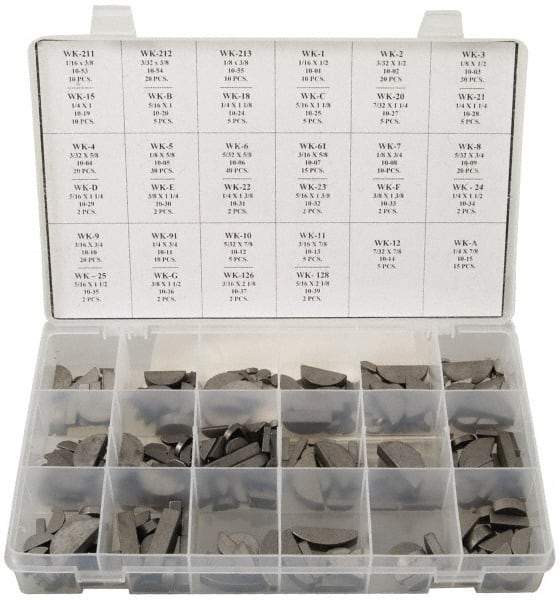 Made in USA - Key & Keyway Assortments Type: Woodruff Keys Number of Pieces: 350 - Apex Tool & Supply