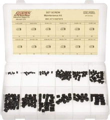 Value Collection - 200 Piece, #6-32 to 3/8-24, Steel Set Screw Assortment - Hex Head, Hex Socket Drive, 3/16 to 3/8" Long - Apex Tool & Supply