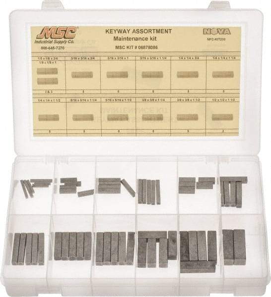Value Collection - Key & Keyway Assortments Type: Keyway Maintenance Kit Number of Pieces: 58 - Apex Tool & Supply