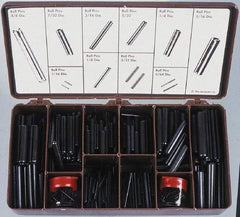 Made in USA - 750 Piece, 1/16 to 7/16" Pin Diam, Spring Pin Assortment - Zinc, Zinc Plated - Apex Tool & Supply
