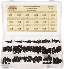 Value Collection - 400 Piece, #6-32 to 5/8-11, Steel Set Screw Assortment - Hex Head, Hex Socket Drive, 3/16 to 5/8" Long - Apex Tool & Supply