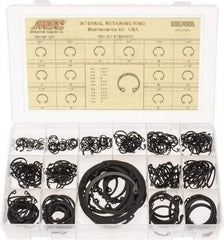 Made in USA - 337 Piece, 3/8 to 3", SpRing Assortment Steel, Snap Internal Retaining Ring Assortment - Includes Compartmented Case - Apex Tool & Supply