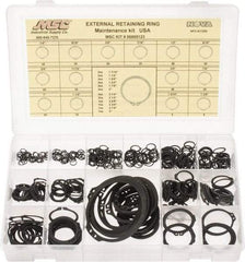 Made in USA - 444 Piece, 1/4 to 3", SpRing Assortment Steel, Snap External Retaining Ring Assortment - Includes Compartmented Case - Apex Tool & Supply