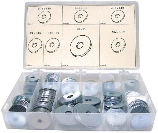 Value Collection - 255 Piece, 5/16 to 1/2" Screw, Steel Fender Washer Assortment - Includes 3/16 to 1/2" Screw & Compartmented Storage Case - Apex Tool & Supply