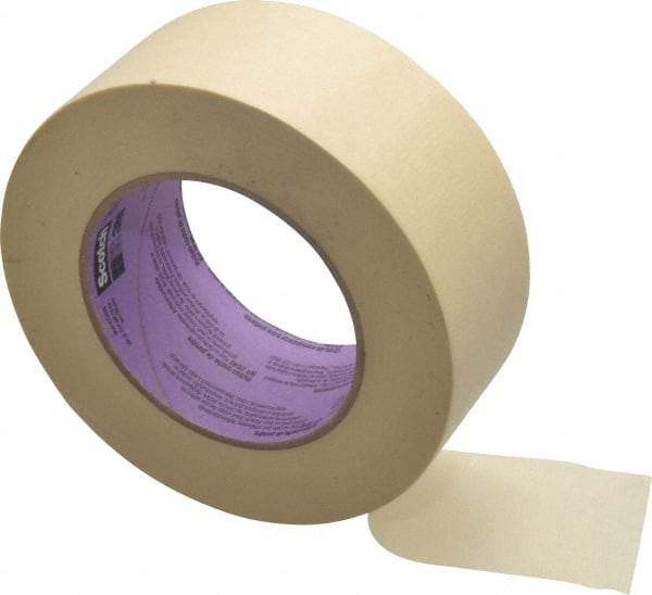 3M - 2" Wide x 60 Yd Long Tan Paper Masking Tape - Series 2040, 5.5 mil Thick, 23 In/Lb Tensile Strength - Apex Tool & Supply