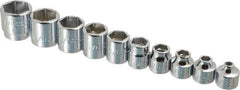 Proto - 10 Piece 3/8" Drive Standard Socket Set - 6 Points, 3/16 to 3/4", Inch Measurement Standard - Apex Tool & Supply