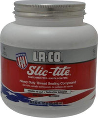 LA-CO - 1 Qt Brush Top Can White Thread Sealant - Paste with PTFE, 500°F Max Working Temp, For Metal, PVC, CPVC & ABS Plastic Pipe Threads - Apex Tool & Supply