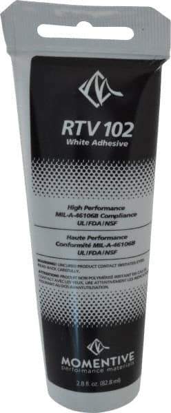 Momentive Performance Materials - 2.8 oz Tube White RTV Silicone Joint Sealant - 298.4°F Max Operating Temp, 20 min Tack Free Dry Time, Series RTV100 - Apex Tool & Supply