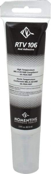 Momentive Performance Materials - 2.8 oz Tube Red RTV Silicone Joint Sealant - 500°F Max Operating Temp, 20 min Tack Free Dry Time, 24 hr Full Cure Time, Series RTV100 - Apex Tool & Supply