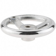 Gibraltar - 5", 3 Spoke Offset Handwheel - 0.622" Bore Diam, 1-1/4" Hub, Cast Iron, Chrome Plated Finish - Apex Tool & Supply