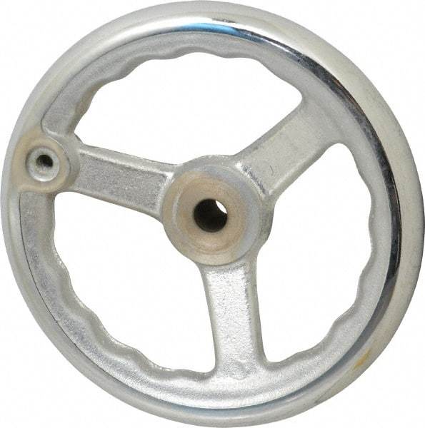 Gibraltar - 8", 3 Spoke Offset Handwheel - 0.622" Bore Diam, 1-21/32" Hub, Cast Iron, Chrome Plated Finish - Apex Tool & Supply