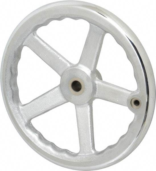 Gibraltar - 10", 5 Spoke Offset Handwheel - 0.622" Bore Diam, 1-7/8" Hub, Cast Iron, Chrome Plated Finish - Apex Tool & Supply