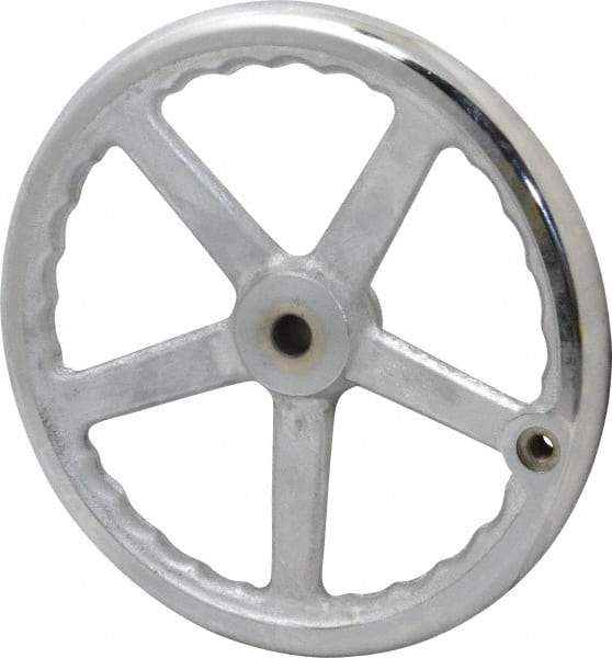 Gibraltar - 12", 5 Spoke Offset Handwheel - 0.622" Bore Diam, 2-5/32" Hub, Cast Iron, Chrome Plated Finish - Apex Tool & Supply