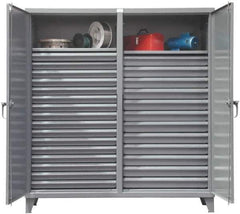Strong Hold - 2 Shelf 28 Bin Locking Storage Cabinet - Steel, 72" Wide x 24" Deep x 78" High, Dark Gray - Apex Tool & Supply