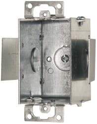 Cooper Crouse-Hinds - 1 Gang, (4) 1/2" Knockouts, Steel Rectangle Switch Box - 3" Overall Height x 2" Overall Width x 2-1/2" Overall Depth - Apex Tool & Supply