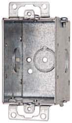 Cooper Crouse-Hinds - 1 Gang, (5) 1/2" Knockouts, Steel Rectangle Switch Box - 3" Overall Height x 2" Overall Width x 2-1/2" Overall Depth - Apex Tool & Supply