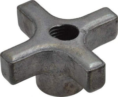Made in USA - 2" Diam, 3/8-16 Thread, 1" High, Cast Steel, Cadmium Plated, Quick Acting Hand Knob - 13/16" Hub Diam, 25/64" Quick Release Distance, 1/2" Hub Height, 1/2" Head Height - Apex Tool & Supply