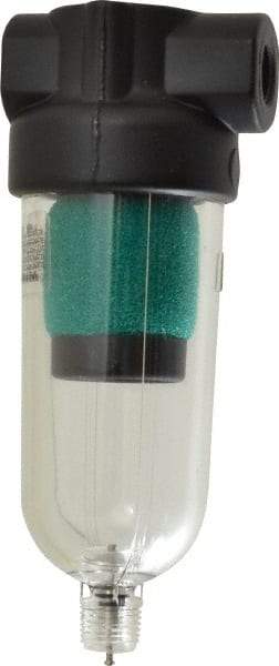 Norgren - 1/8" Port Coalescing Filter - Polycarbonate Bowl, Manual Drain, 150 Max psi, 0.01 Micron Rating, 1.63" Wide x 4-1/4" High - Apex Tool & Supply