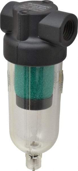 Norgren - 1/4" Port Coalescing Filter - Polycarbonate Bowl, Manual Drain, 150 Max psi, 0.01 Micron Rating, 1.63" Wide x 4-1/4" High - Apex Tool & Supply