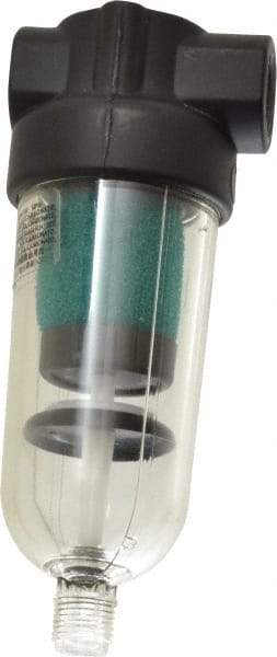 Norgren - 1/4" Port Coalescing Filter - Polycarbonate Bowl, Automatic Drain, 150 Max psi, 0.01 Micron Rating, 1.63" Wide x 4-1/4" High - Apex Tool & Supply