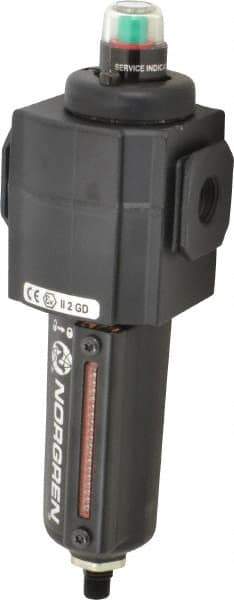 Norgren - 3/8" Port Coalescing Filter - Aluminum Bowl, Automatic Drain, 250 Max psi, 0.01 Micron Rating, 2.68" Wide x 8.16" High - Apex Tool & Supply