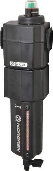 Norgren - 1/2" Port Coalescing Filter - Aluminum Bowl, Manual Drain, 250 Max psi, 0.01 Micron Rating, 3.15" Wide x 11.4" High - Apex Tool & Supply