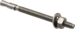 Red Head - 1/4" Diam, 1/4" Drill, 3-1/4" OAL, 3-3/16" Min Embedment Wedge Expansion Concrete Anchor - 304 Stainless Steel, Hex Nut Head, Hex Drive, 2-1/4" Thread Length - Apex Tool & Supply