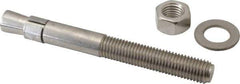 Red Head - 3/4" Diam, 3/4" Drill, 7" OAL, 3-3/16" Min Embedment Wedge Expansion Concrete Anchor - 304 Stainless Steel, Hex Nut Head, Hex Drive, 3-1/2" Thread Length - Apex Tool & Supply