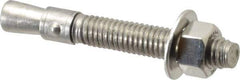 Red Head - 3/8" Diam, 3/8" Drill, 2-3/4" OAL, 2-1/2" Min Embedment Wedge Expansion Concrete Anchor - 304 Stainless Steel, Hex Nut Head, Hex Drive, 1-5/8" Thread Length - Apex Tool & Supply