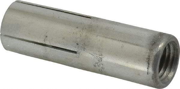 Red Head - 1" Diam, 1" Drill, 1" Min Embedment Drop-In Concrete Anchor - Grade 3 Steel, Zinc-Plated Finish, Flat Head, Slotted Drive, 1-1/4" Thread Length - Apex Tool & Supply