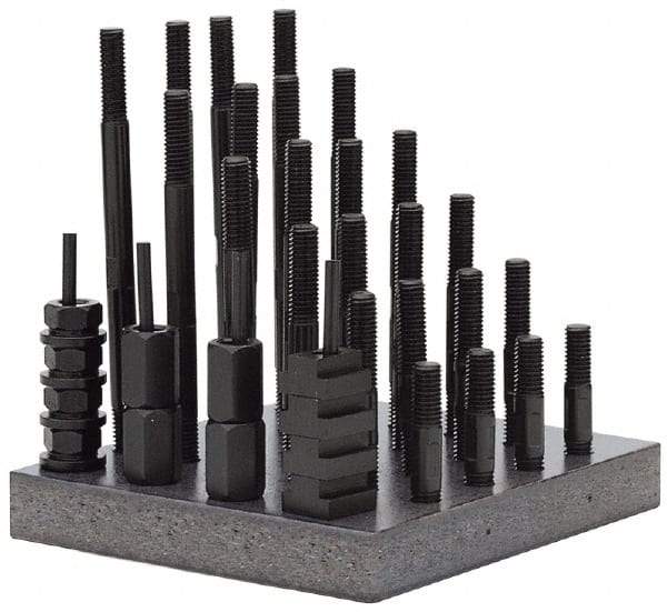 Gibraltar - 38 Piece, 5/8-11 Stud, 13/16" T Slot, T Nut & Stud Kit - 1-1/4" T-Slot Nut Width, 3, 4, 5, 6, 7, 8" Stud Lengths - Apex Tool & Supply