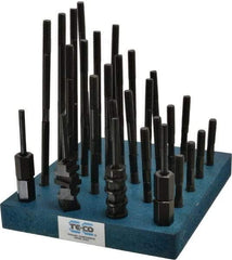 TE-CO - 38 Piece, 3/8-16 Stud, 7/16" T Slot, T Nut & Stud Kit - 11/16" T-Slot Nut Width, 3, 4, 5, 6, 7, 8" Stud Lengths - Apex Tool & Supply
