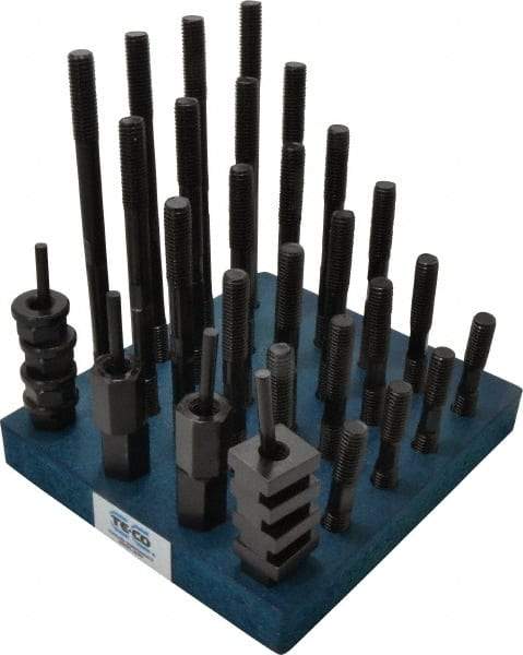 TE-CO - 38 Piece, 1/2-13 Stud, 5/8" T Slot, T Nut & Stud Kit - 1" T-Slot Nut Width, 3, 4, 5, 6, 7, 8" Stud Lengths - Apex Tool & Supply