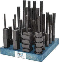 TE-CO - 38 Piece, 5/8-11 Stud, 11/16" T Slot, T Nut & Stud Kit - 1-1/8" T-Slot Nut Width, 3, 4, 5, 6, 7, 8" Stud Lengths - Apex Tool & Supply