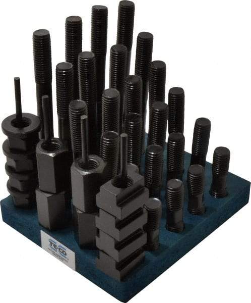 TE-CO - 38 Piece, 3/4-10 Stud, 13/16" T Slot, T Nut & Stud Kit - 1-1/4" T-Slot Nut Width, 3, 4, 5, 6, 7, 8" Stud Lengths - Apex Tool & Supply