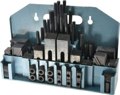 Value Collection - 52 Piece Fixturing Step Block & Clamp Set with 1" Step Block, 7/16" T-Slot, 3/8-16 Stud Thread - 11/16" Nut Width, 3, 4, 5, 6, 7 & 8" Stud Lengths - Apex Tool & Supply