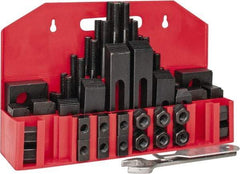 Value Collection - 52 Piece Fixturing Step Block & Clamp Set with 1" Step Block, 5/8" T-Slot, 1/2-13 Stud Thread - 1" Nut Width, 3, 4, 5, 6, 7 & 8" Stud Lengths - Apex Tool & Supply