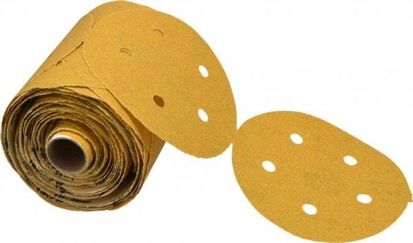 Norton - 5" Diam, 80 Grit Aluminum Oxide Adhesive PSA Disc - Coarse Grade, Gold, C Weighted Backing, Flexible - Apex Tool & Supply