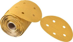 Norton - 5" Diam, 100 Grit Aluminum Oxide Adhesive PSA Disc - Medium Grade, Gold, C Weighted Backing, Flexible - Apex Tool & Supply