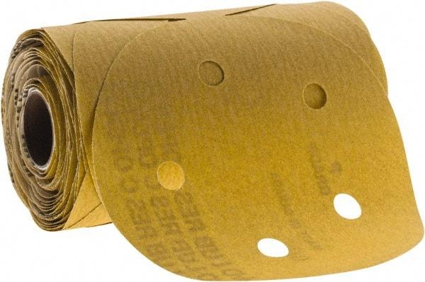 Norton - 5" Diam, 240 Grit Aluminum Oxide Adhesive PSA Disc - Very Fine Grade, Gold, C Weighted Backing, Flexible - Apex Tool & Supply