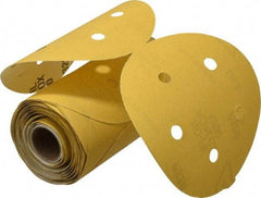 Norton - 5" Diam, 320 Grit Aluminum Oxide Adhesive PSA Disc - Very Fine Grade, Gold, C Weighted Backing, Flexible - Apex Tool & Supply