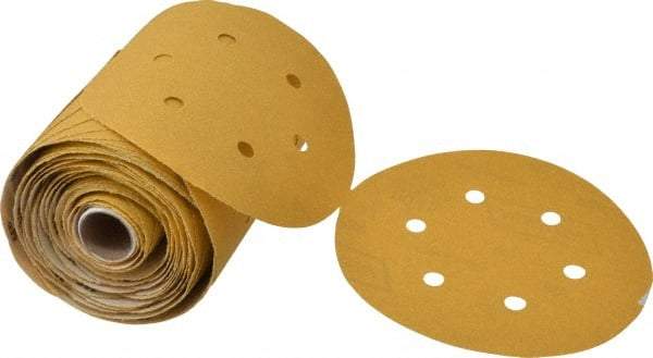 Norton - 6" Diam, 80 Grit Aluminum Oxide Adhesive PSA Disc - Coarse Grade, Gold, C Weighted Backing, Flexible - Apex Tool & Supply