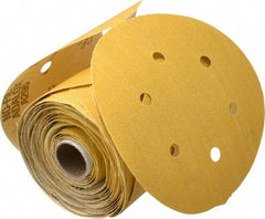 Norton - 6" Diam, 120 Grit Aluminum Oxide Adhesive PSA Disc - Medium Grade, Gold, C Weighted Backing, Flexible - Apex Tool & Supply