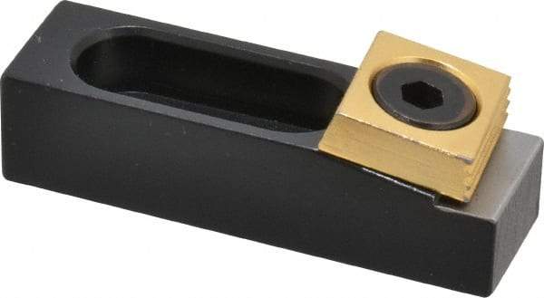 Mitee-Bite - 5/16" Stud, Stainless Steel, Plain Strap Clamp - 0.83" Travel, 2-1/2" OAL x 3/4" Wide x 0.62" High, Stepped Nose - Apex Tool & Supply