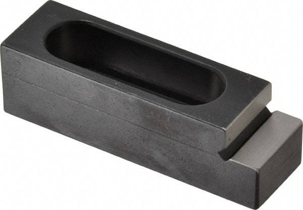Mitee-Bite - 5/16" Stud, Stainless Steel, Plain Strap Clamp - 1.11" Travel, 2-1/2" OAL x 3/4" Wide x 3/4" High, Stepped Nose - Apex Tool & Supply