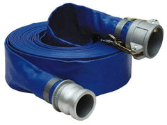 Alliance Hose & Rubber - -5 to 130°F, 4" Inside x 4" Outside Diam, PVC Liquid Suction & Discharge Hose - Blue, 100' Long, 50 psi Working Pressure - Apex Tool & Supply