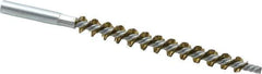 Schaefer Brush - 4" Brush Length, 7/16" Diam, Double Stem, Single Spiral Tube Brush - 6-1/4" Long, Brass, 12-24 Female Connection - Apex Tool & Supply