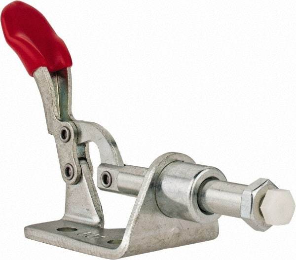 De-Sta-Co - 100 Lb Load Capacity, Flanged Base, Carbon Steel, Standard Straight Line Action Clamp - 3 Mounting Holes, 0.17" Mounting Hole Diam, 1/4" Plunger Diam, Thumb Handle - Apex Tool & Supply